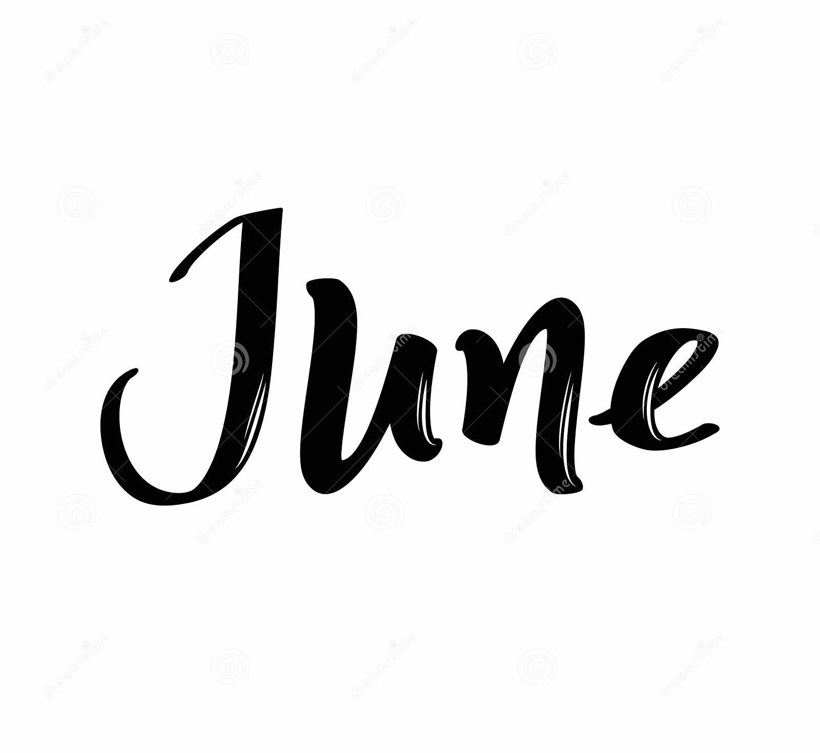 The word 'June' written in bold, handwritten calligraphic font.